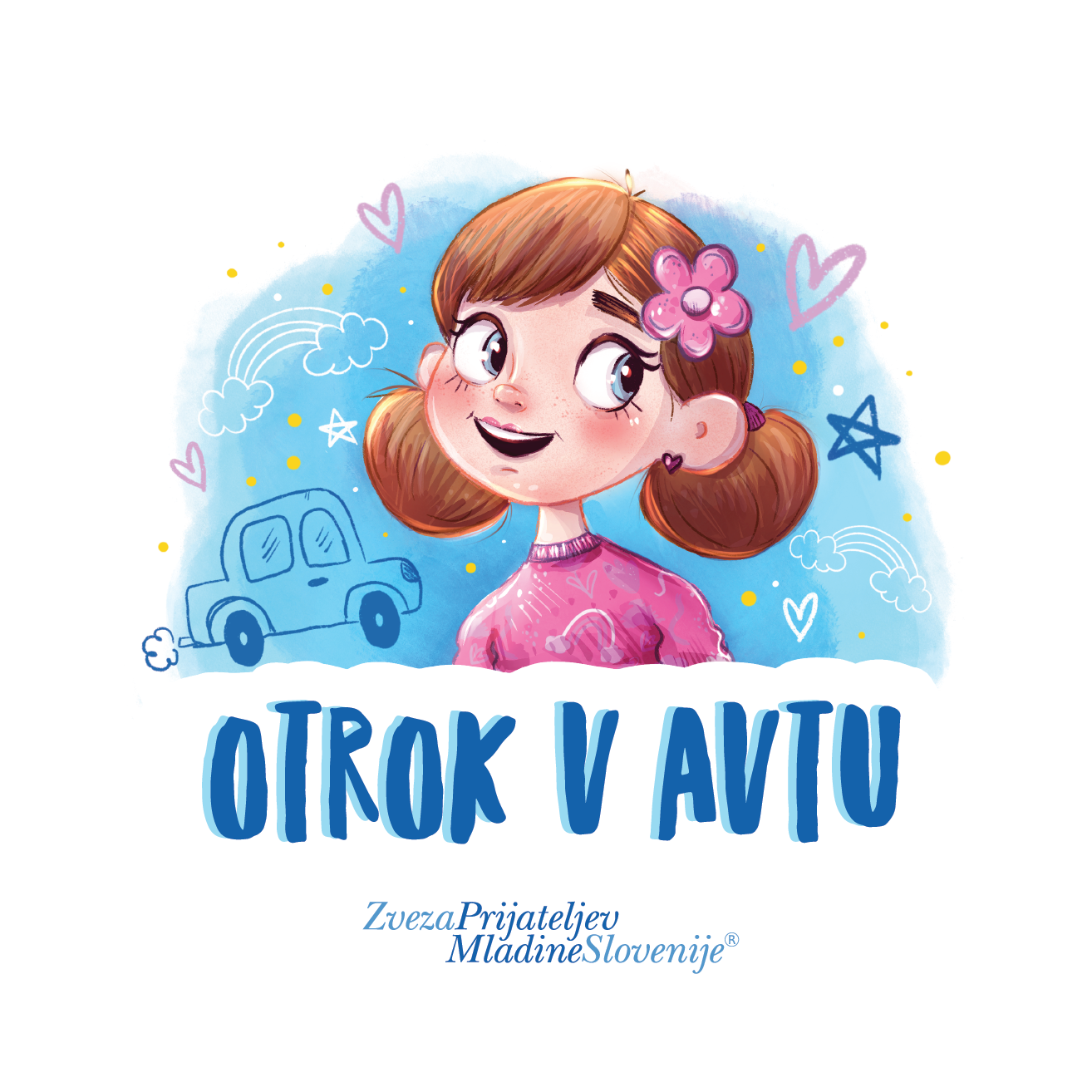 Nalepka otrok v avtu: deklica z nasmehom