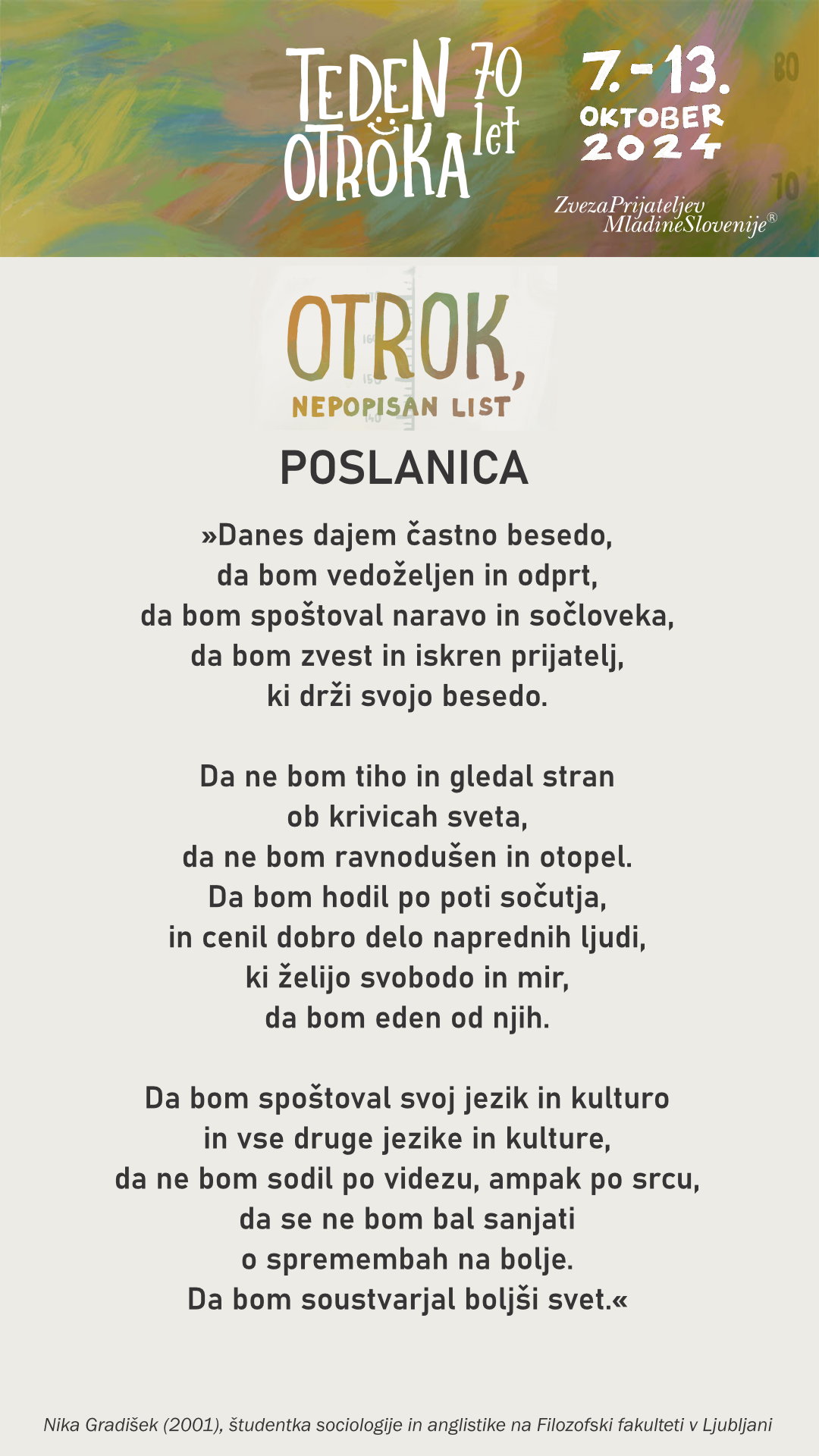 Teden otroka poslanica story